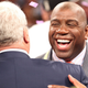 Magic Johnson and Phil Jackson embrace after the Lakers win the 2010 NBA Finals. Photo: Ronald Martinez/Getty